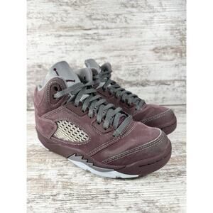 Youth Nike Air Jordan 5 Retro Burgundy Suede Sneakers Sz 1Y Athletic